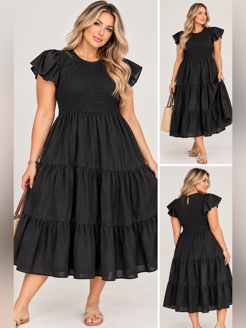Kim Curvy black ruffle dress 22W